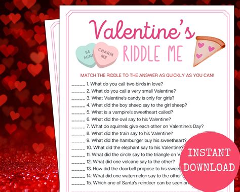 Valentine's Day Riddle Me Game, Valentines Activities for Kids, Kids ...