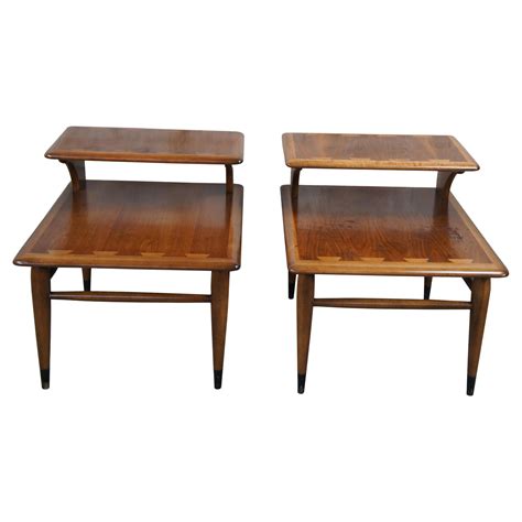 Pair Lane Acclaim Mid-Century Modern Walnut Dovetail 2 Tier End Tables ...
