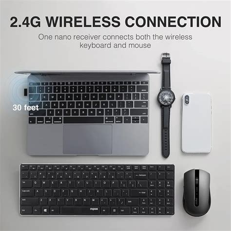 Buy Rapoo Slim Wireless Keyboard and Mute Mouse Combo, 4.9mm Ultra-Thin ...