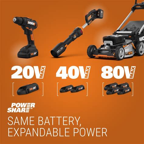 WORX Power Share 20-volt 17-in Cordless Push Lawn Mower 4 Ah (2 ...