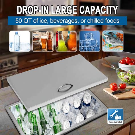 Buy KODOM Drop-in Ice Chest 22L x 17W x 12H Inch Built in Ice Bin with ...