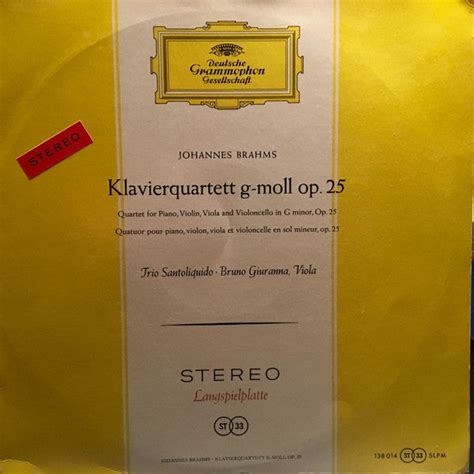 Johannes Brahms, Trio Santoliquido, Bruno Giuranna - Klavier-Quartett g ...
