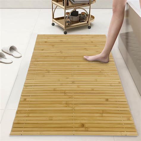 Amazon.com: HOMBYS 58x32 Extra Large 100% Bamboo Shower Mat for Shower ...