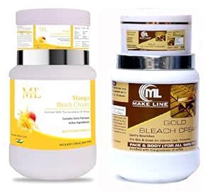 Make Line Mango & Gold Bleach Cream With Activator For Skin Brightning ...