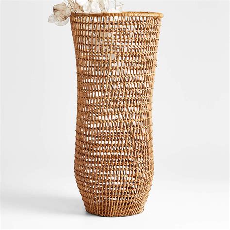 Algarve Large Light Brown Woven Vase 22" | Crate and Barrel KSA