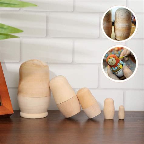 Buy TOYANDONA Russia 5 Pcs DIY Russian Nesting Dolls, Unpainted Wooden ...
