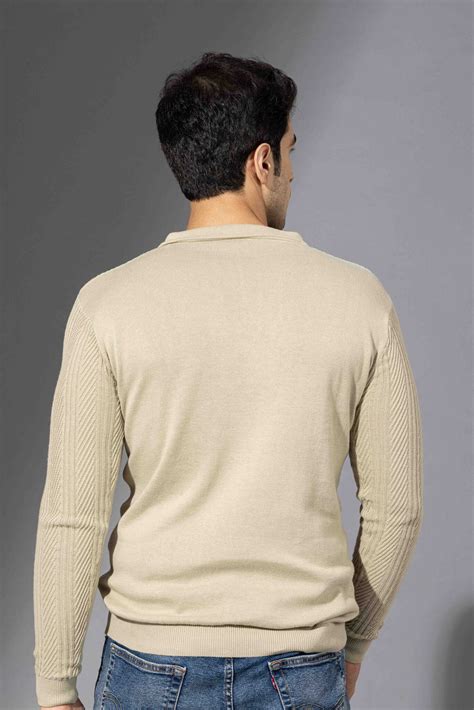 Cream Premium Flat Knit Polo Neck Pullover – Gritstones