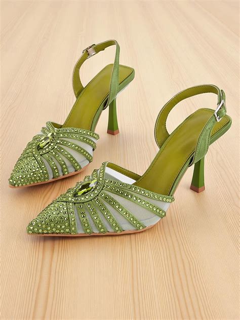 Women's 1920s Gatsby-Inspired Green Rhinestone High Heels – Art Deco ...