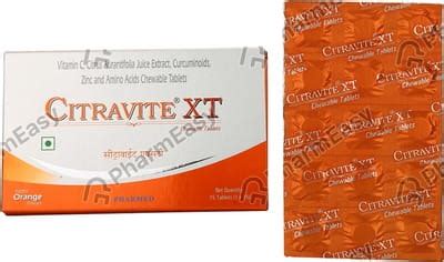 Buy Citravite Xt Orange Flavour Strip Of 15 Chewable Tablets Online at ...