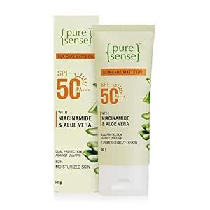 PureSense Sunscreen SPF 50 PA +++ Sun Care Matte Gel with Aloe Vera ...