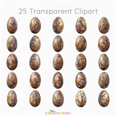 Camouflage Easter Eggs Clip Art | Spring Graphics | Flyer Illustration | Transparent Pngs ...