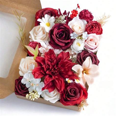 Artificial Flowers Fake Flowers And Fake Green Leaves Combo Box Set For ...