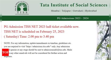 TISSNET Admit Card 2023 released on admissions.tiss.edu, direct link ...