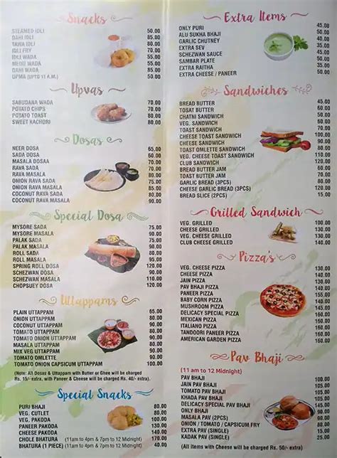 Menu at Delicacy Pure Veg Restaurant, Mumbai