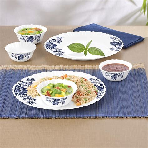 Larah by Borosil Leona Silk Series Opalware Dinner Set | 6 Pieces for ...