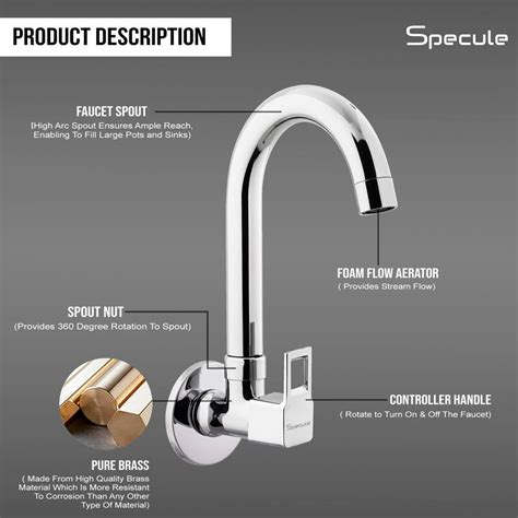 Cubo Sink cock Round Swivel Spout Brass (12 inches)- by Specule ...