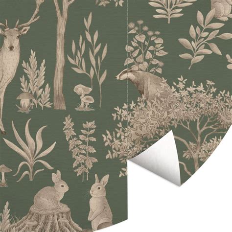 Enchanting forest with animals wallpaper - Vintage green - Kikki Belle ...