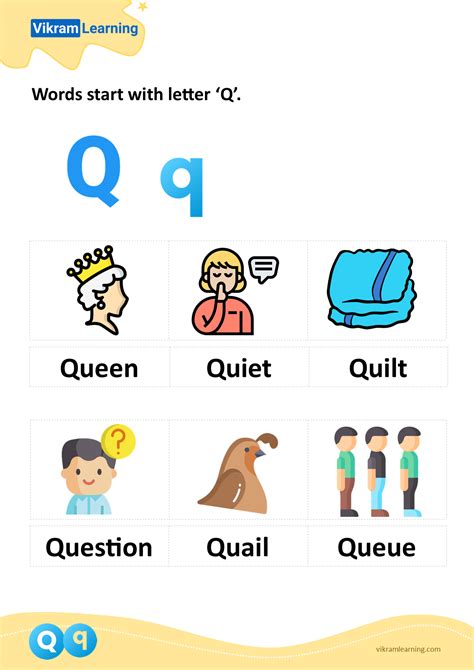 Download q letter words worksheets for free | vikramlearning.com