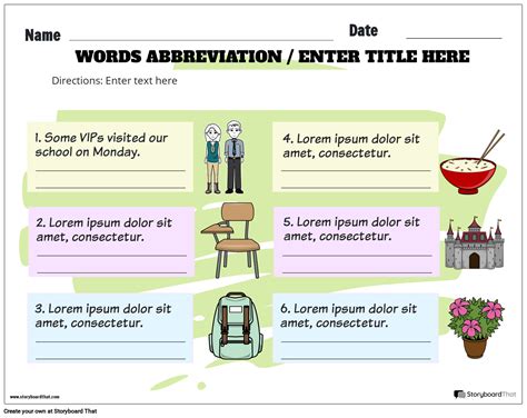 Storyboard That: Free Abbreviation Worksheets for Teachers