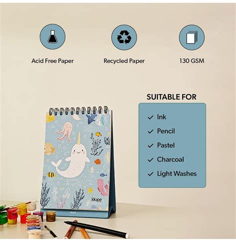 Buy Loope Kids A5 Ocean-Themed Sketch Pad With Built-In Stand - Art ...