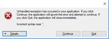 SQL Incorrect Syntax Error 的图像结果
