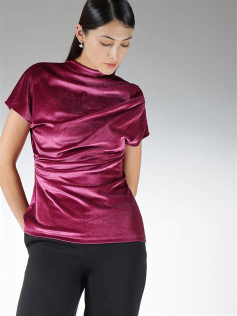 Buy Pink Velvet Ruched Top Online | FableStreet