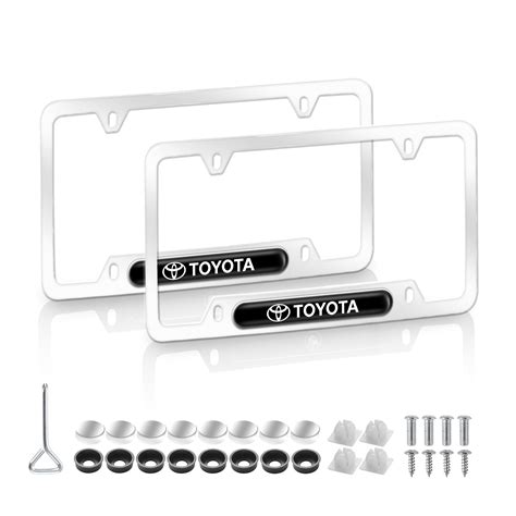 Toyota Logo Stainless Silver License Plate Frame Front Rear Standard Size 6in*12in (2pcs) – Doxmall