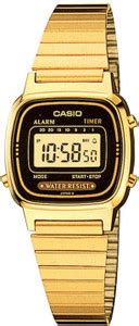 CASIO LA670WGA-1DF Vintage LA670WGA-1DF Black Dial Gold Stainless Steel ...