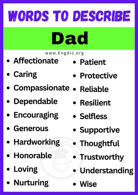 20+ Best Words to Describe Dad, Adjectives for Dad - EngDic