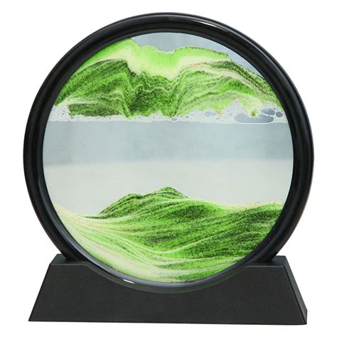 Moving Sand Art Liquid Motion, 3D Deep Sea Sandscape Color Quicksand Decor, Round Glass Moving ...