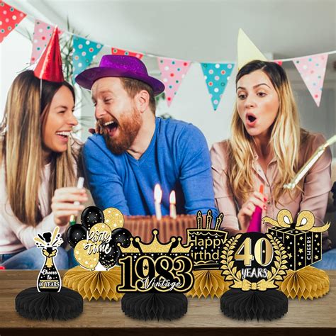 Buy Refavor 9Pcs 40th Birthday Party Decorations - Men Women Black Gold ...