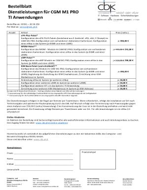 Fillable Online Dienstleistungen fr CGM M1 PRO Fax Email Print - pdfFiller