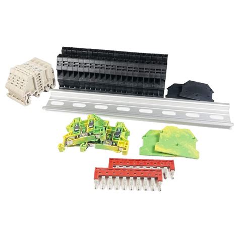 Buy ICI Dinkle DIN Rail Terminal Block Kit #2 Black 20 DK4N-BK 10 AWG ...