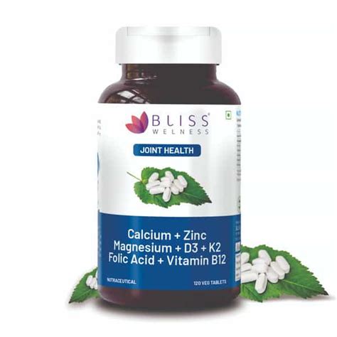 Buy BLISS WELNESS CALCIUM MAGNESIUM ZINC VITAMIN D3 K2 B12 FOLIC ACID ...