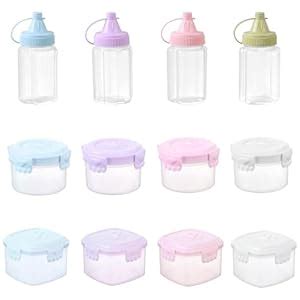 Sunch Craft 4 Pcs Mini Squeeze Bottles & 8 Pcs Container 1 OZ Ketchup ...