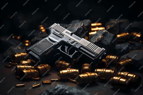 Premium AI Image | Modern semiautomatic hand gun pistol firearm Self ...