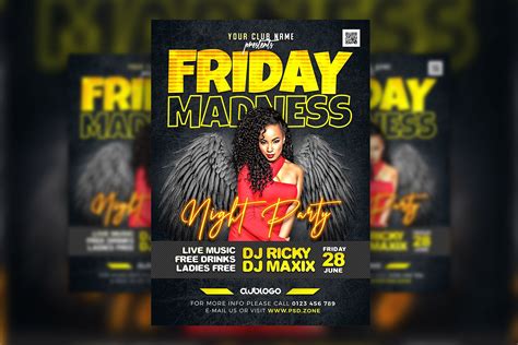 Neon Black Nightclub Friday Party Flyer Template Free Download ...