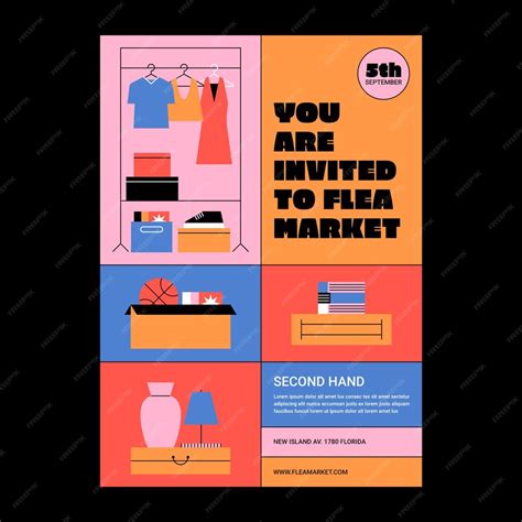 Ручной обращается шаблон дизайна блошиного рынка | Бесплатно векторы