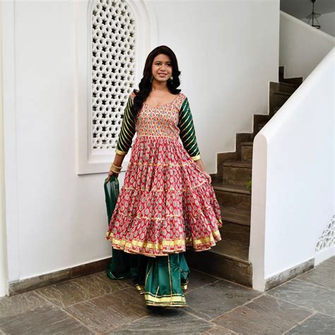 Gul Bahar Hand block Gotta Patti Cotton Anarkali Suit Set – ASHEERA