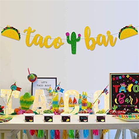 Buy Taco Bar Decoration Kit - Banner Sign Tents Garland for Cinco De ...