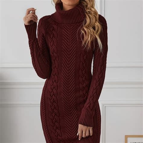Women's Dresses Asymmetric Buttoned Cable Knit Bodycon Mini Sweater Dresses