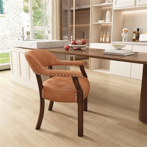 Amazon.com - JESONVID Leather Dining Chairs with Arms, Accent Kitchen ...