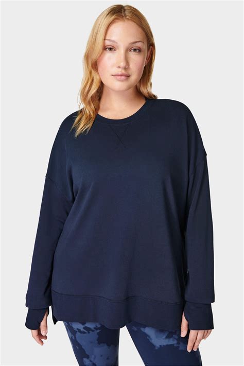 Buy Sweaty Betty Navy Blue After Class Longline Sweatshirt from the ...