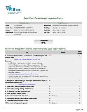 Fillable Online pubdoc dhec sc Retail Food Establishment Inspection ...