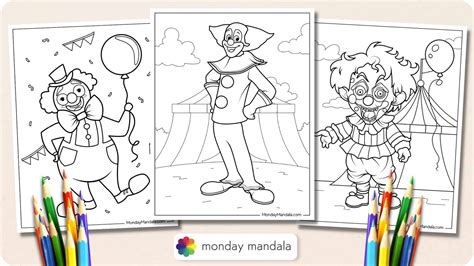 Free Clown With Balloons Coloring Pages
