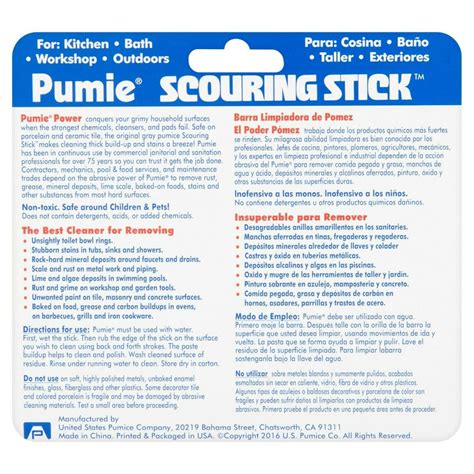 Pumie Scouring Stick, removes hard stains, non toxic, hand held Super ...