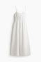 Smock-topped strappy dress - White - Ladies | H&M IN