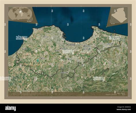 Alger, province of Algeria. High resolution satellite map. Locations and names of major cities ... - map of algeria with major cities