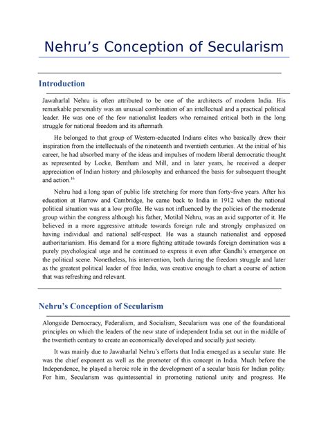 Nehru’s Conception of Secularism - Nehru’s Conception of Secularism ...
