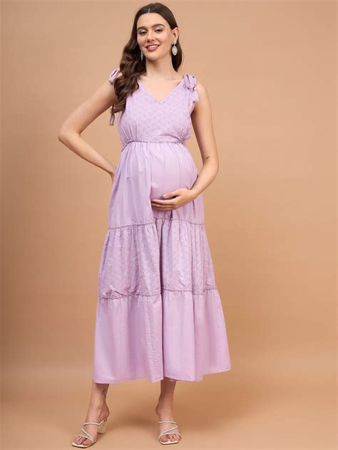 Love Stone Lavender Cotton Schiffli Tier Maternity Dress – Shadesofsabi